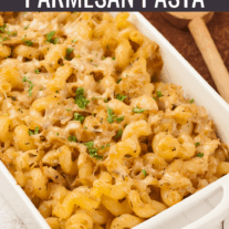 A pasta casserole with cabbage, parmesan, and fresh thyme.