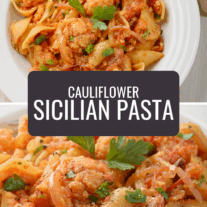 Pasta with saffron and cauliflower.