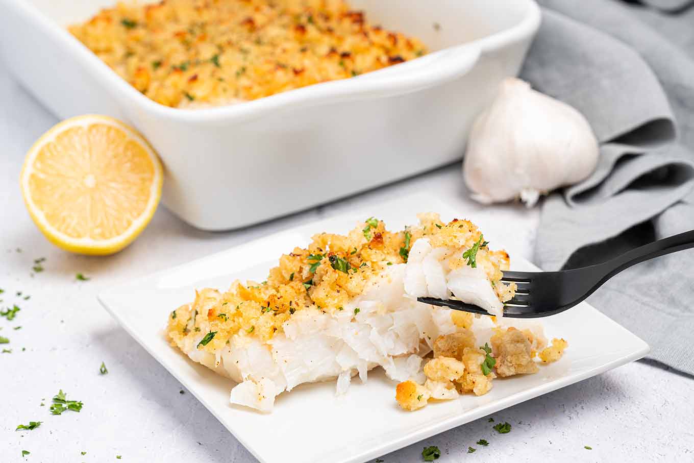 Baked Cod with Buttered Crumb Topping