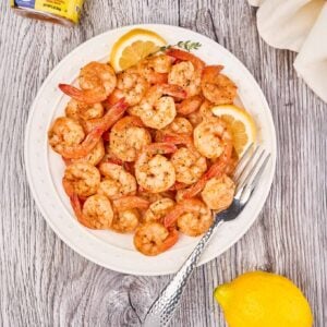 A plate of sautéed Old Bay Shrimp from our Seafood Main Dish category.