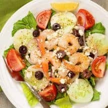 Classic Greek Salad with Shrimp