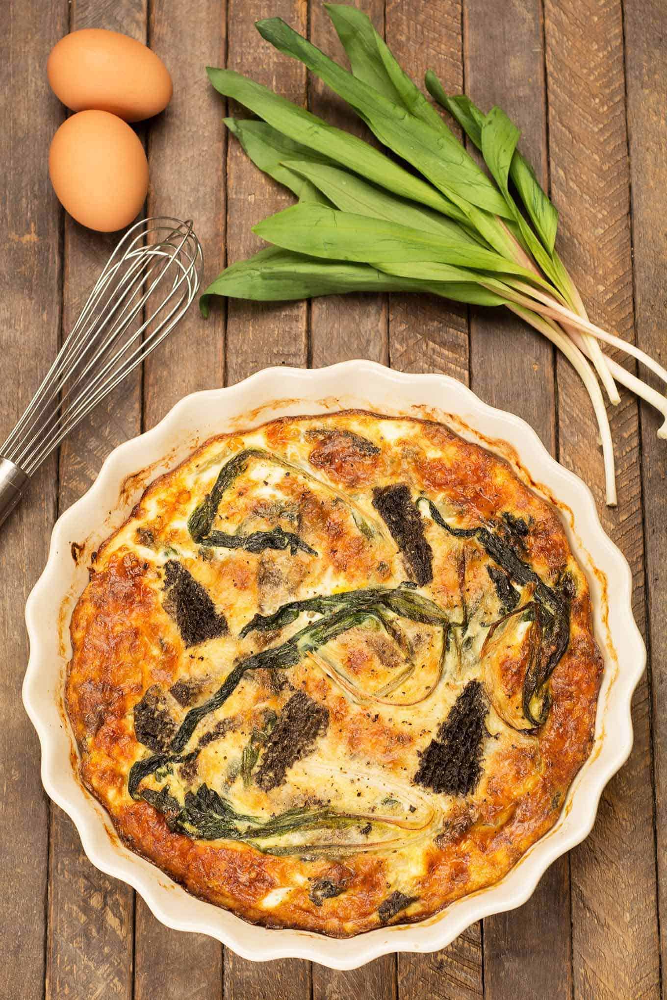 Crustless Quiche Recipe with Morel Mushrooms and Ramps