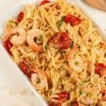 Fettuccine with Pancetta, Roasted Tomatoes and Shrimp
