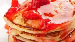 Fluffy Ricotta Pancakes with Strawberry-Orange Sauce