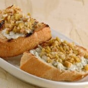 Gorgonzola, Olive and Garlic Bruschetta