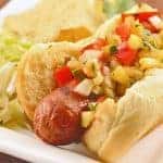 Grilled Hot Dogs with Pineapple-Pepper Relish