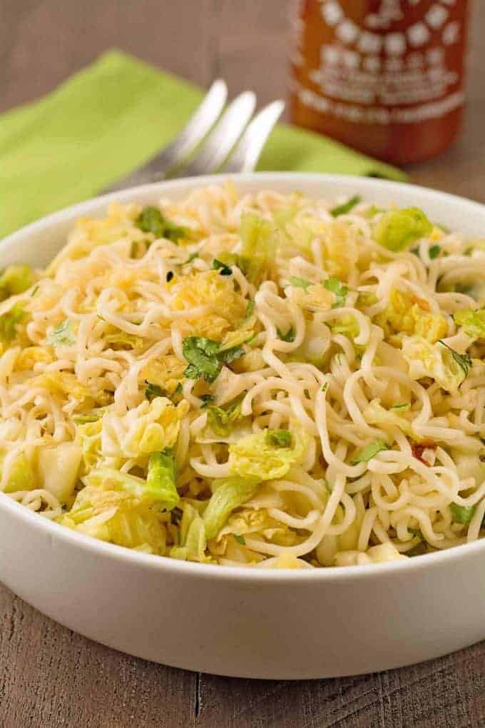 Ramen Cabbage Noodles with SrirachaGarlic Butter