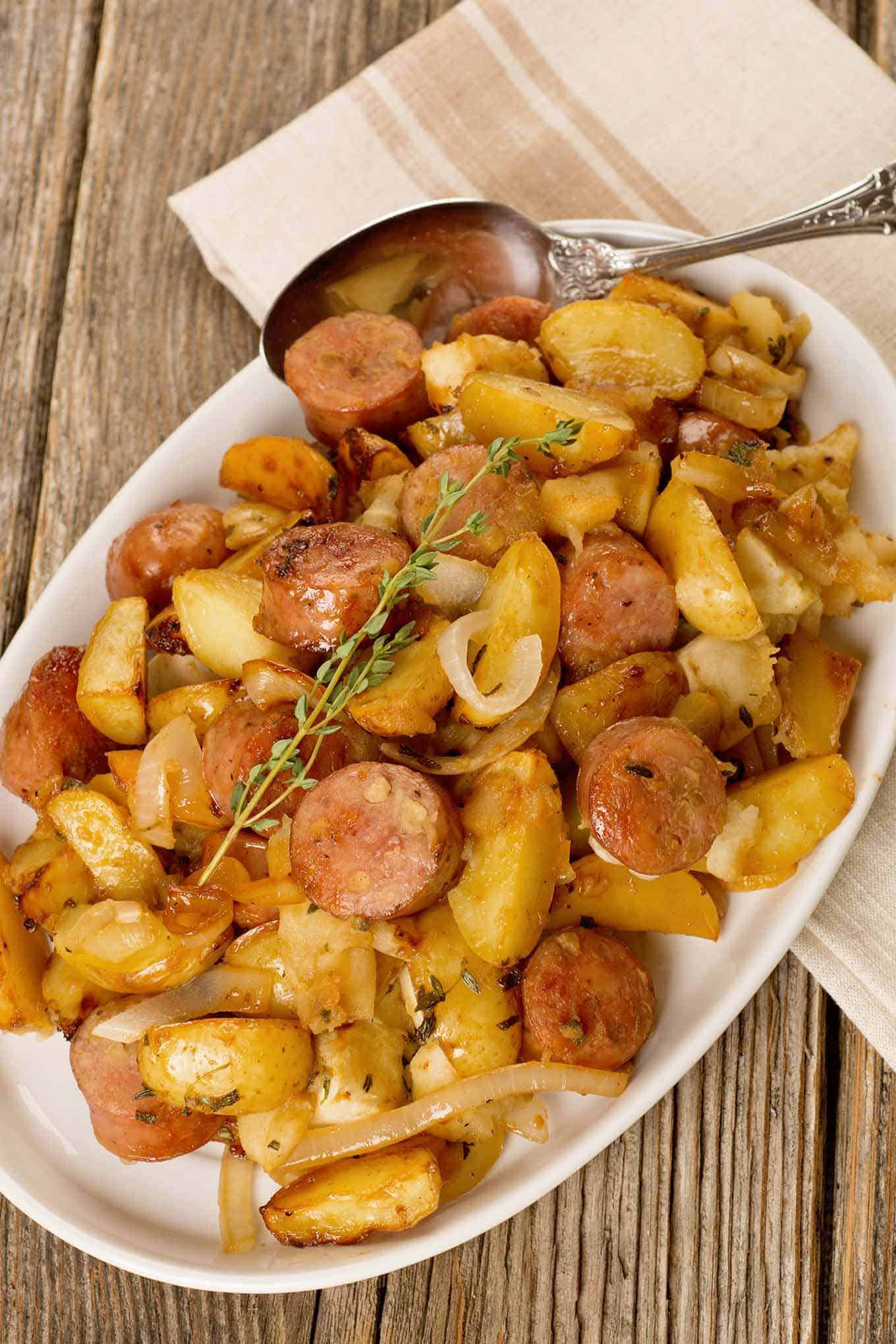 Roasted Chicken Sausage with Potatoes and Apples Recipe ...