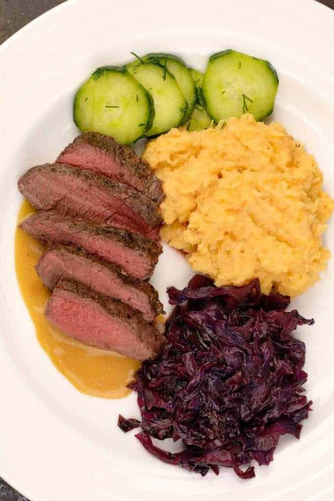 Venison Tenderloin with Aquavit Cheese Sauce