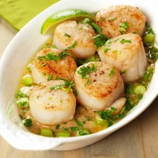 Seared Scallops with Garlic Ginger Cream Sauce