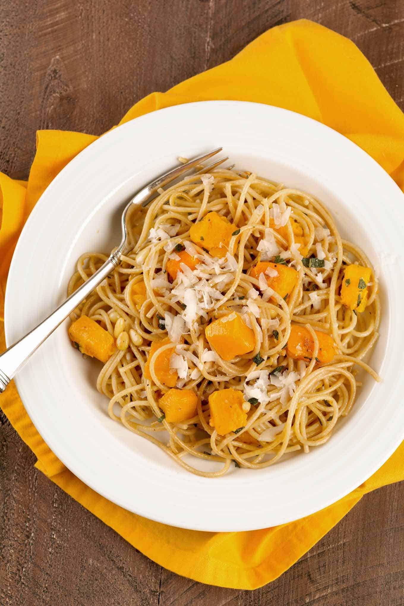 Spaghetti with Roasted Butternut Squash and Sage