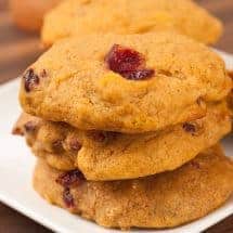 Spiced Pumpkin, Orange And Cranberry Cookies