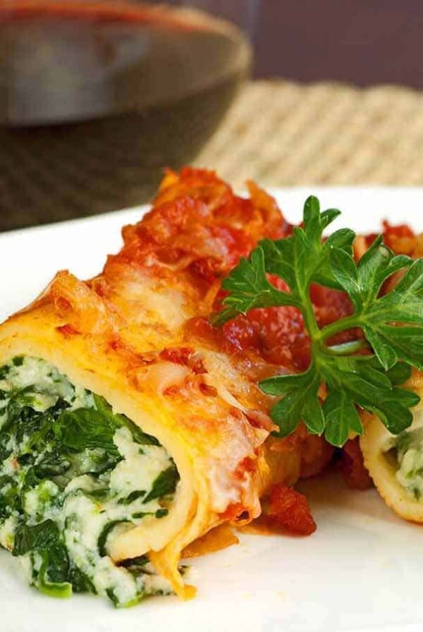 Spinach and Cheese Stuffed Manicotti