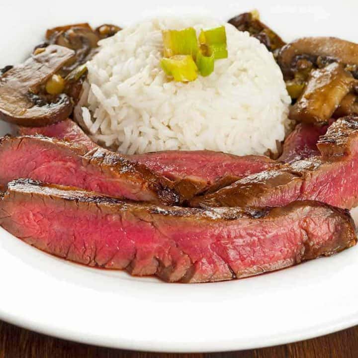Sweet SoyMarinated Flank Steak with Mushrooms Recipe MyGourmetConnection
