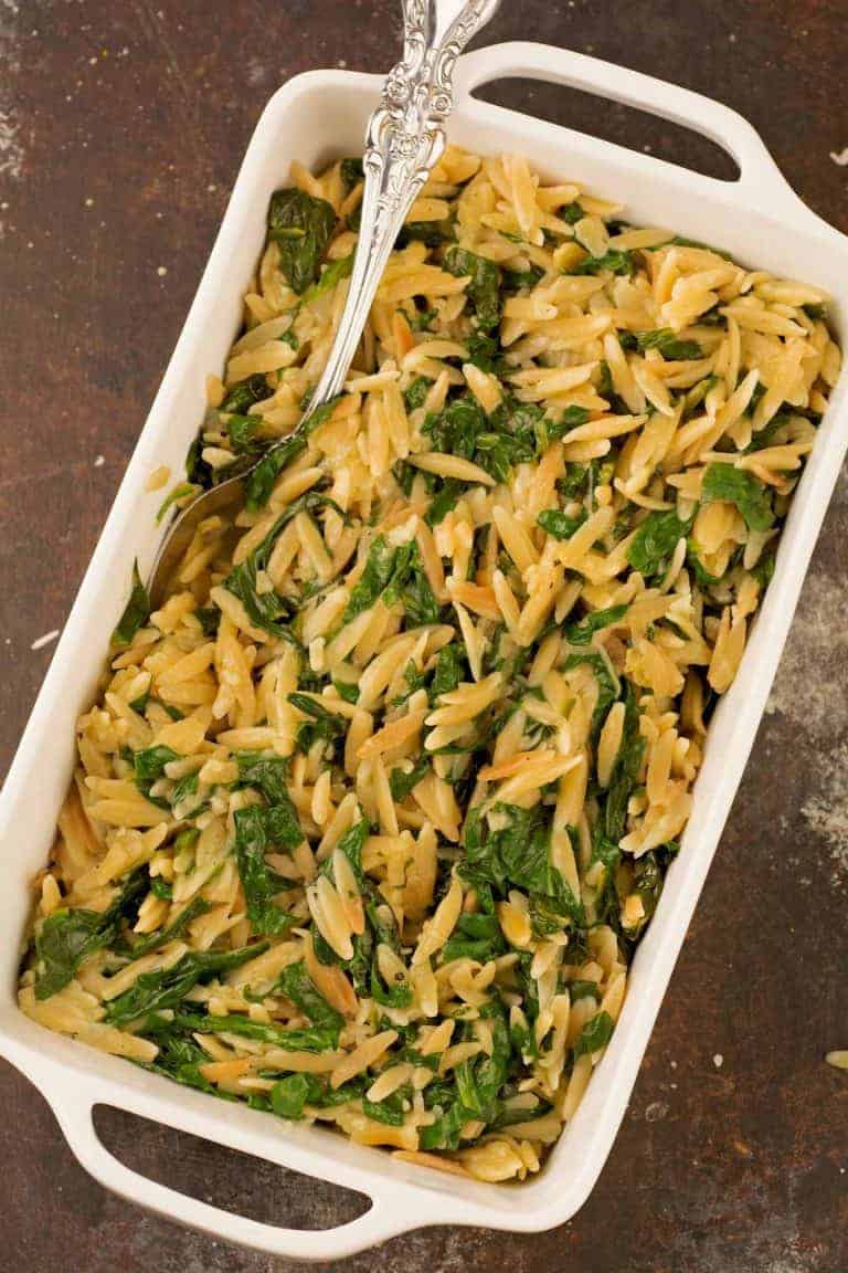 Toasted Garlic and Spinach Orzo