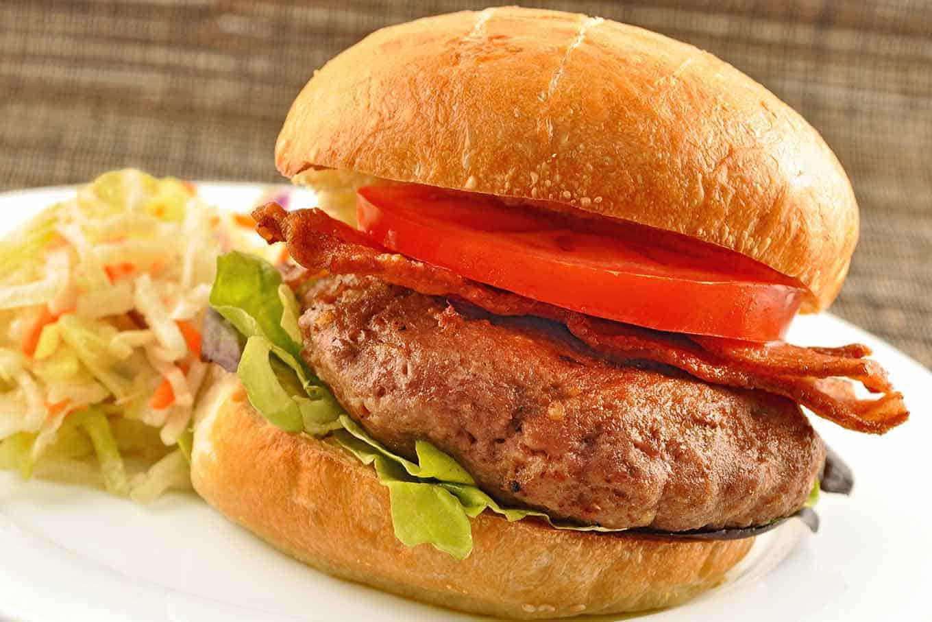 Turkey Burgers with Blue Cheese, Bacon and Honey