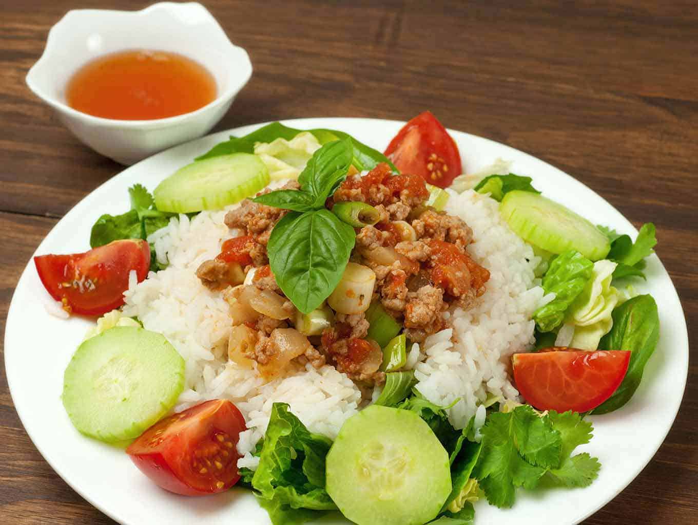 Vietnamese Ground Pork in Tomato Sauce with Nuoc Cham